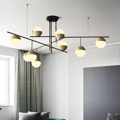 Lustre Design Doré Verre & Métal - 9 Lumières LED