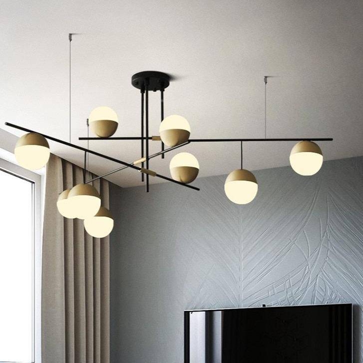 Lustre Design Doré Verre & Métal - 9 Lumières LED