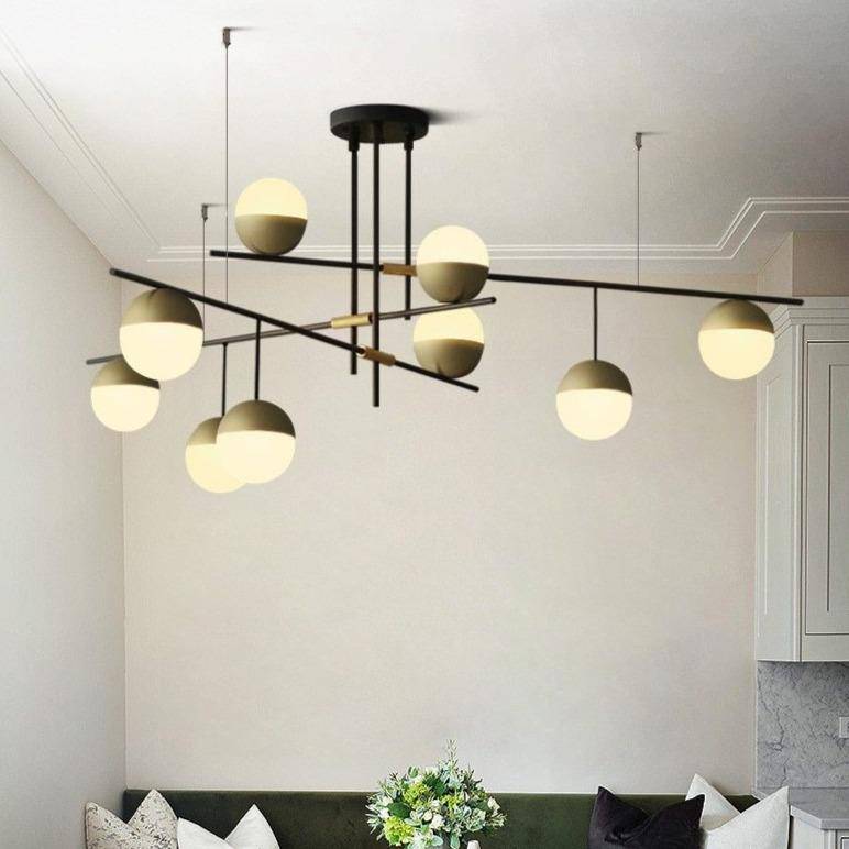 Lustre Design Doré Verre & Métal - 9 Lumières LED