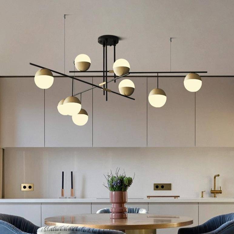 Lustre Design Doré Verre & Métal - 9 Lumières LED