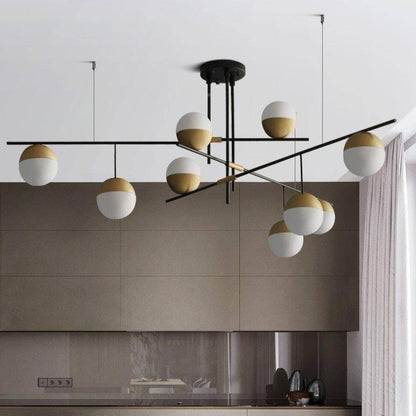 Lustre Design Doré Verre & Métal - 9 Lumières LED