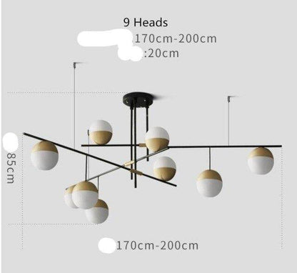 Lustre Design Doré Verre & Métal - 9 Lumières LED