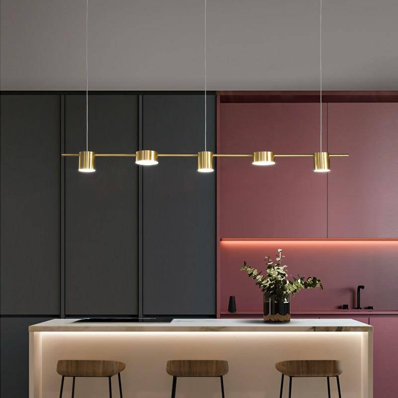 Lustre Design LED Allongé Art Déco Noir ou Doré