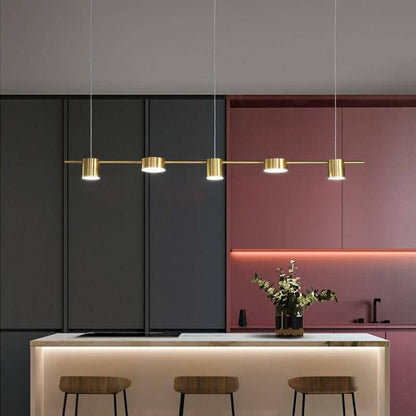Lustre Design LED Allongé Art Déco Noir ou Doré