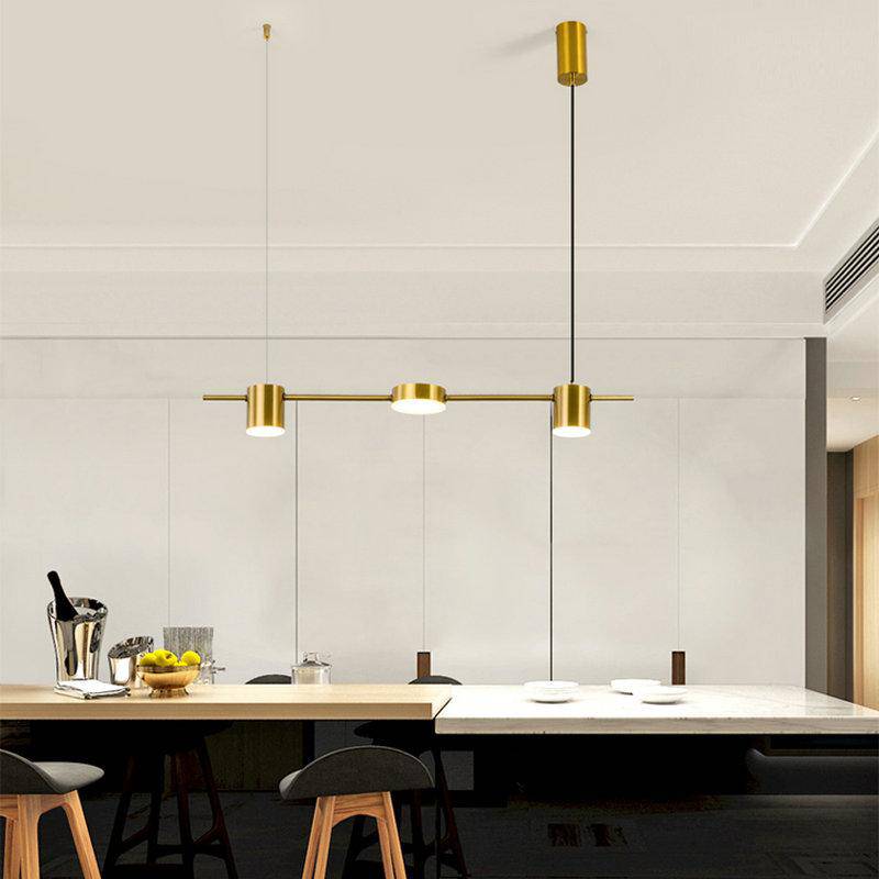 Lustre Design LED Allongé Art Déco Noir ou Doré