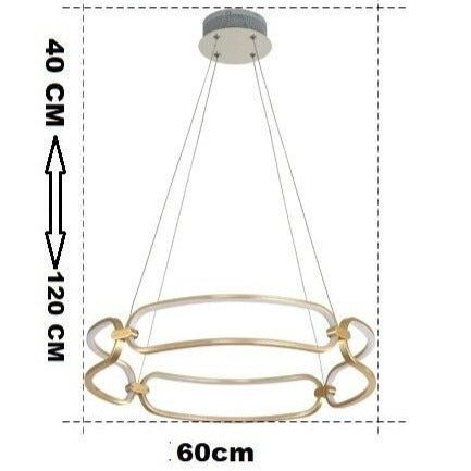 Lustre LED Doré Design Anneaux Pavia