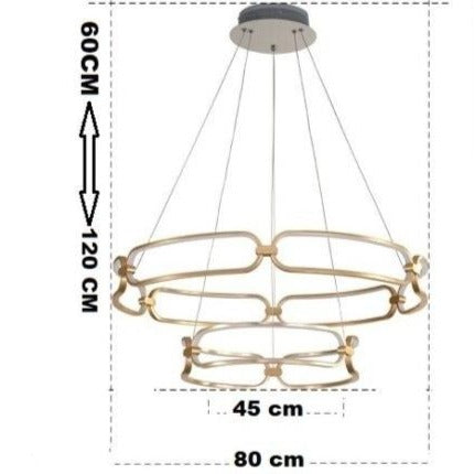 Lustre LED Doré Design Anneaux Pavia