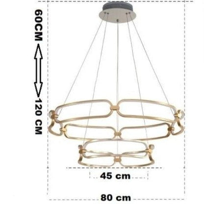 Lustre LED Doré Design Anneaux Pavia