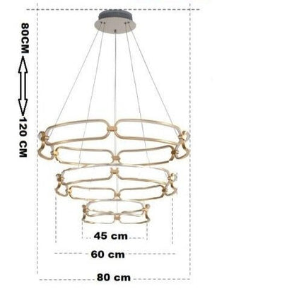 Lustre LED Doré Design Anneaux Pavia