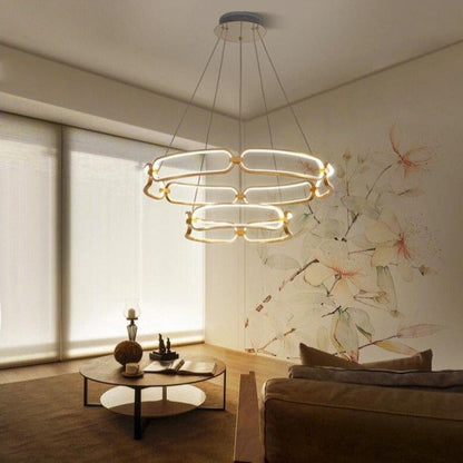 Lustre LED Doré Design Anneaux Pavia