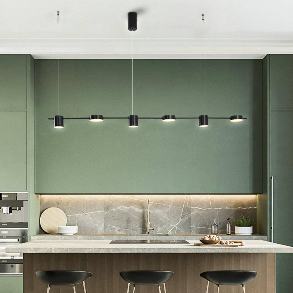 Lustre Design LED Allongé Art Déco Noir ou Doré