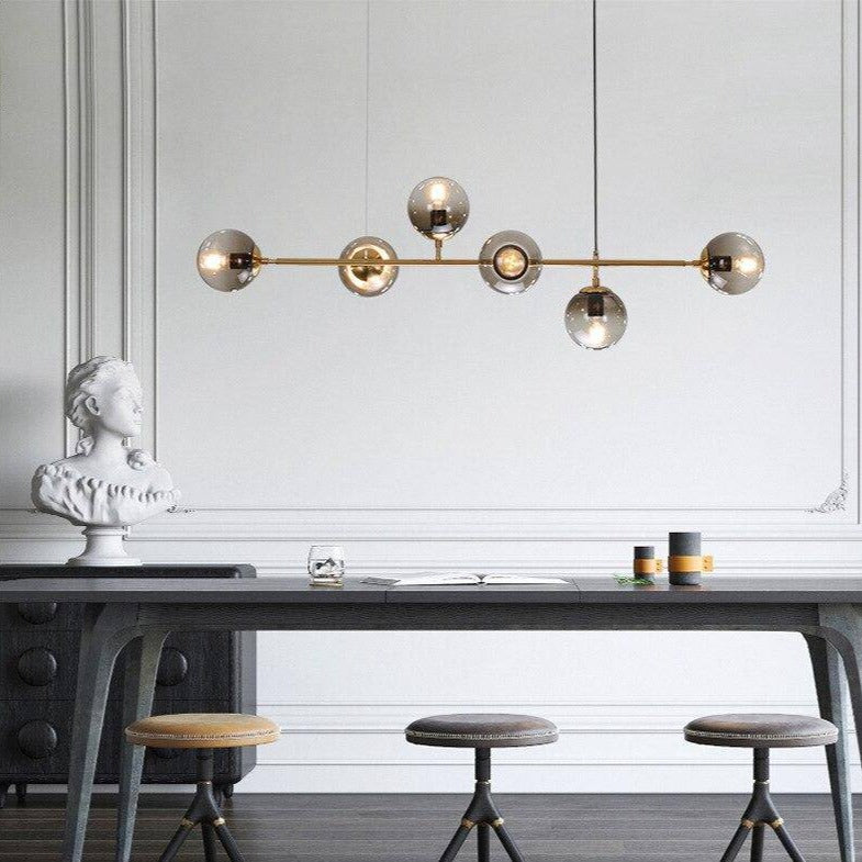 Lustre Design Métal & Verre Ambré/Gris/Transparent
