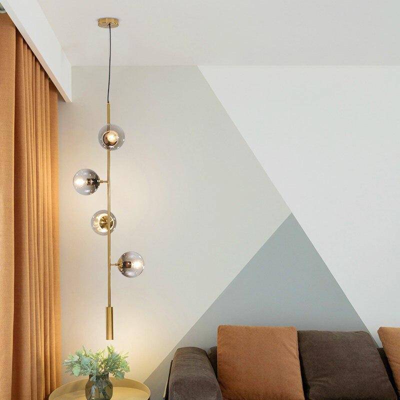 Lustre Design Métal & Verre Ambré/Gris/Transparent