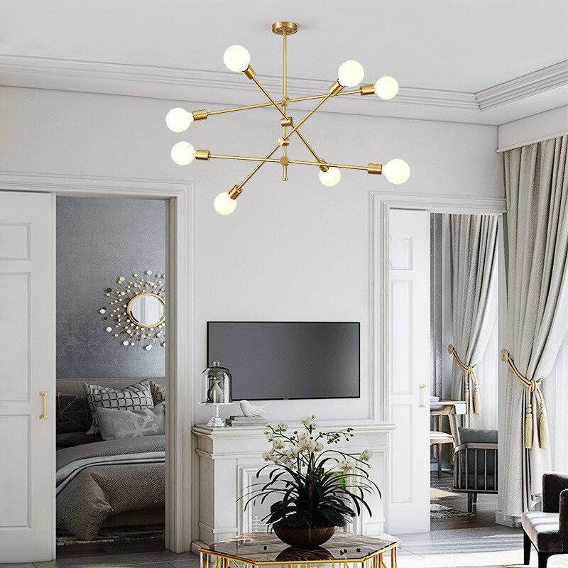Lustre LED Doré Métal & Verre Design Européen