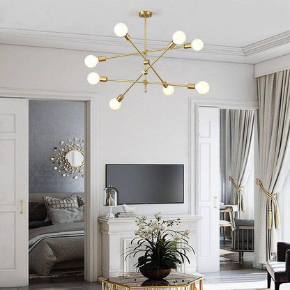 Lustre LED Doré Métal & Verre Design Européen