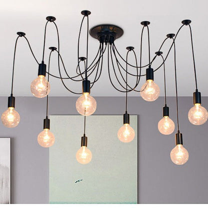 Lustre Araignée Métal Noir Industriel Spidde