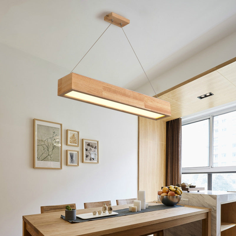 Lustre Rectangulaire Bois Design Scandinave