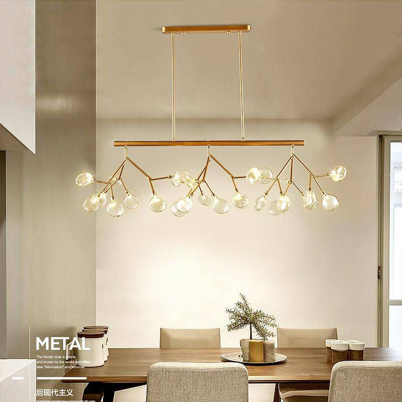 Lustre Design Bois & Métal Noir/Doré