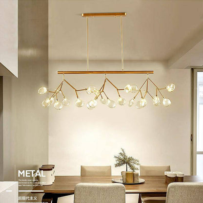 Lustre Design Bois & Métal Noir/Doré