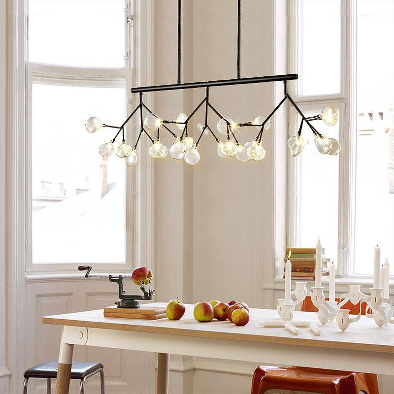 Lustre Design Bois & Métal Noir/Doré