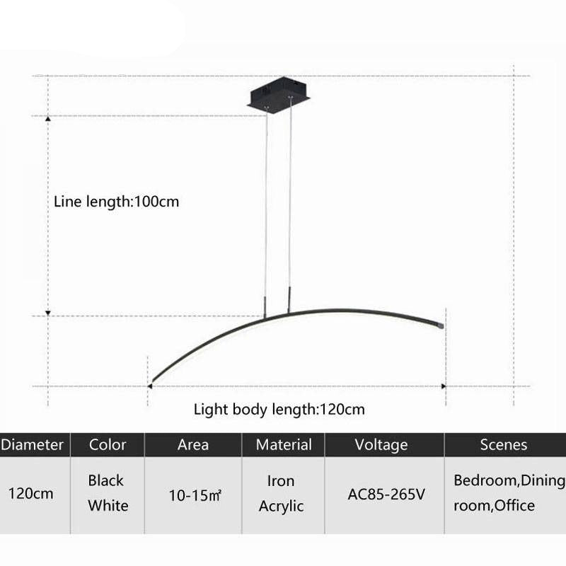 Lustre LED Arc Moderne XXL Blanc/Noir