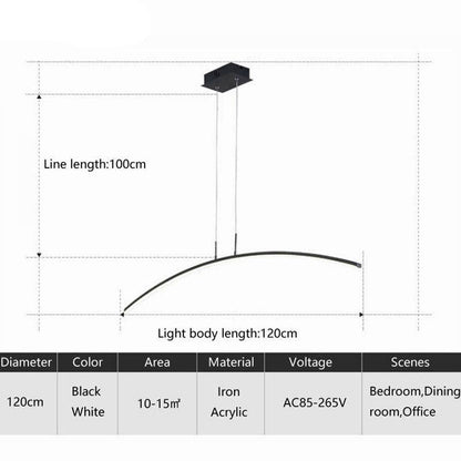Lustre LED Arc Moderne XXL Blanc/Noir
