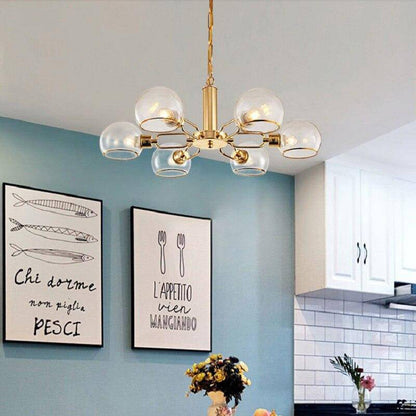 Lustre Design Doré Verre Moderne