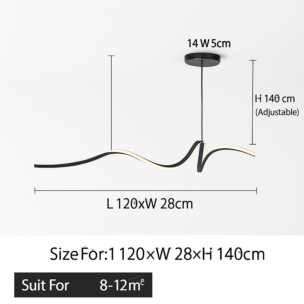 Lustre LED Ruban Aluminium Design Moderne