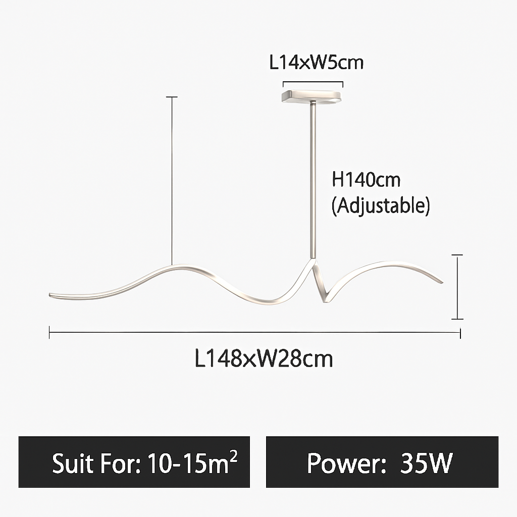 Lustre LED Ruban Aluminium Design Moderne