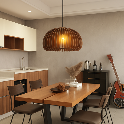 Suspension Citrouille Bois Naturel Style Scandinave