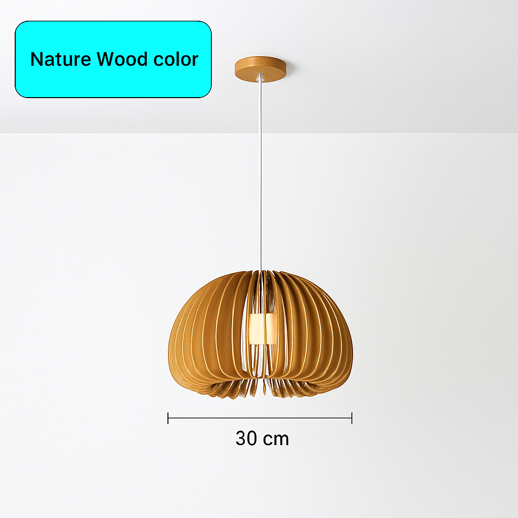 Suspension Citrouille Bois Naturel Style Scandinave