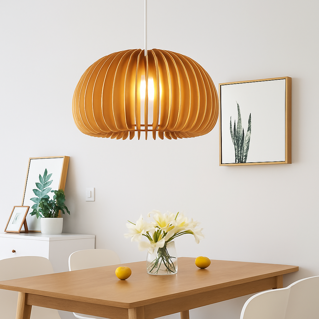 Suspension Citrouille Bois Naturel Style Scandinave
