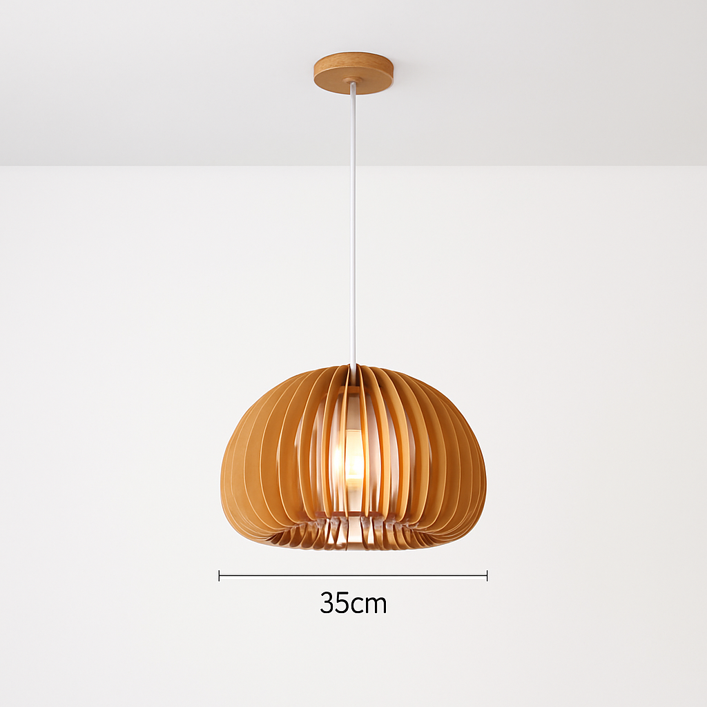 Suspension Citrouille Bois Naturel Style Scandinave