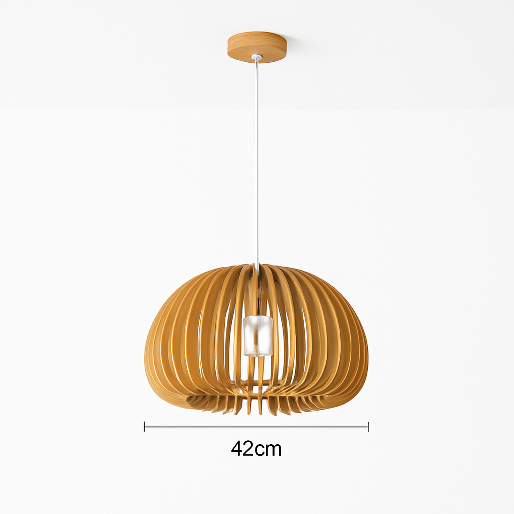 Suspension Citrouille Bois Naturel Style Scandinave
