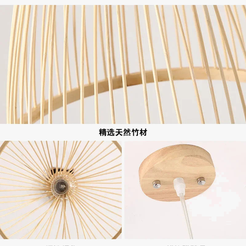 Suspension Bambou Vintage Tressé - Luminaire Artisanal