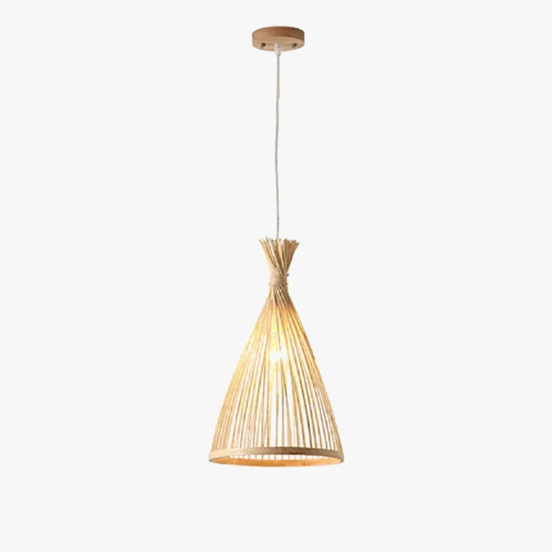 Suspension Bambou Vintage Tressé - Luminaire Artisanal