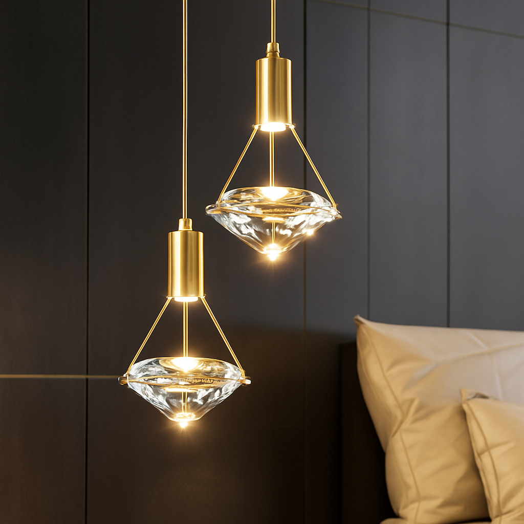 Suspension LED Cristal Doré Moderne Thrisdar