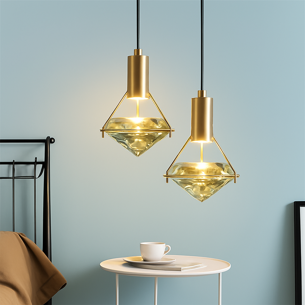 Suspension LED Cristal Doré Moderne Thrisdar