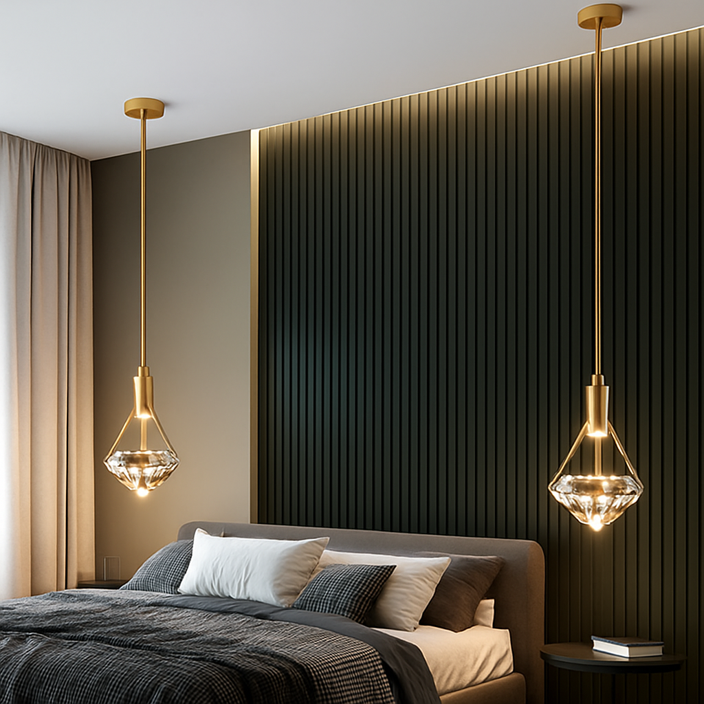 Suspension LED Cristal Doré Moderne Thrisdar