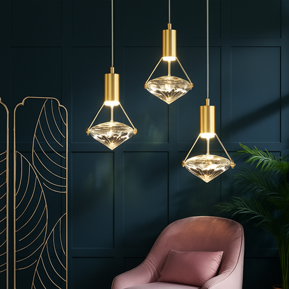 Suspension LED Cristal Doré Moderne Thrisdar