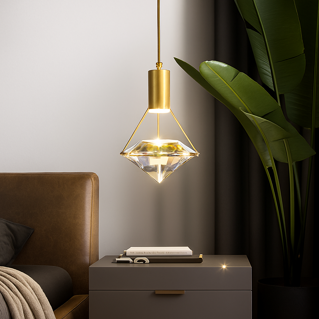 Suspension LED Cristal Doré Moderne Thrisdar